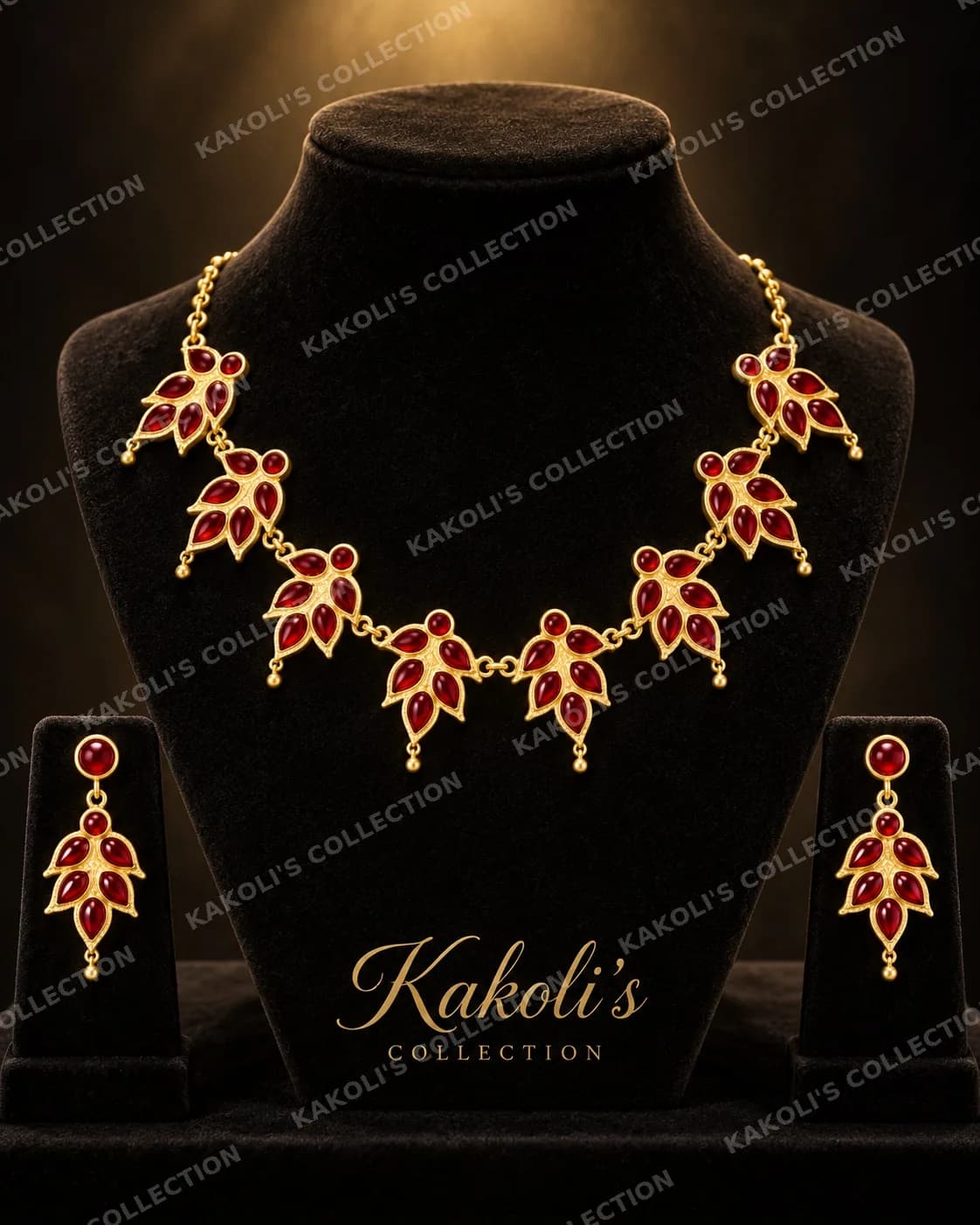 Red Leaf Golpata Necklace – Assamese jewellery by Kakoli's Collection