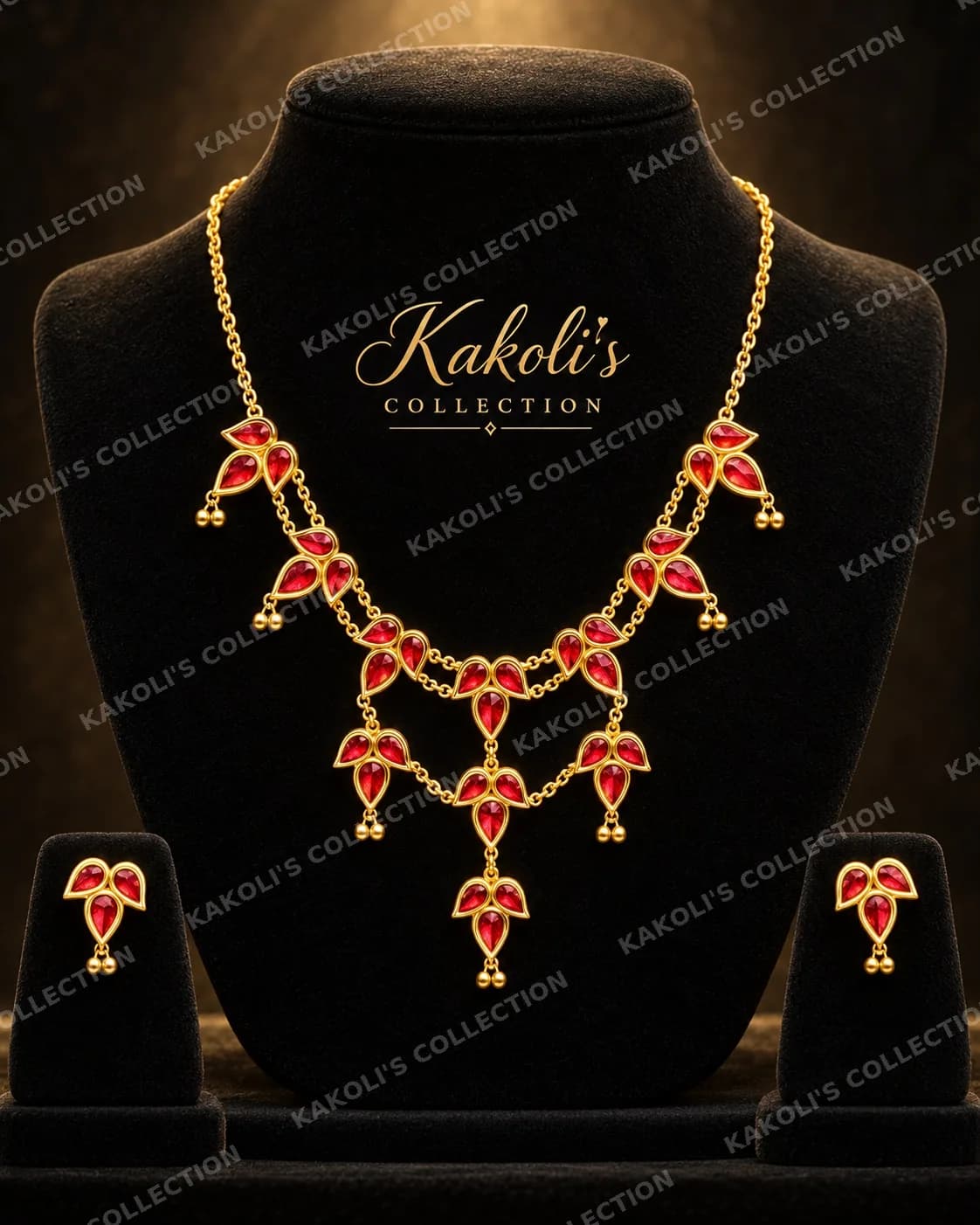 Two-Layer Red Leaf Golpata – Assamese jewellery by Kakoli's Collection