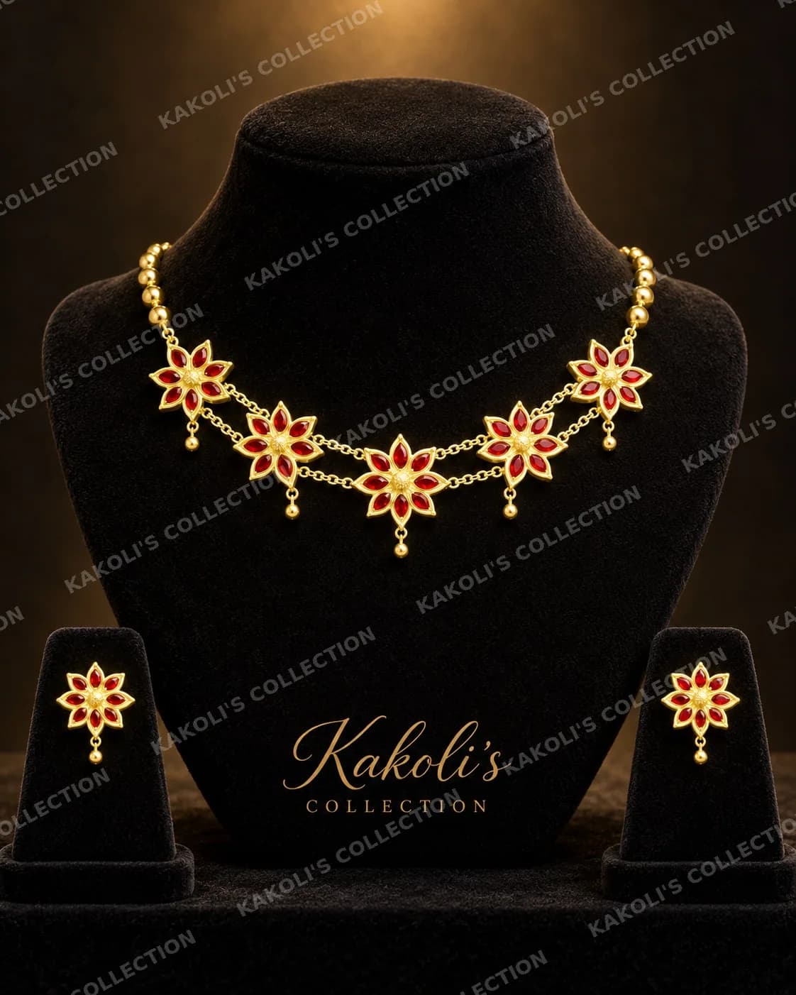 Red Star Flower Golpata – Assamese jewellery by Kakoli's Collection