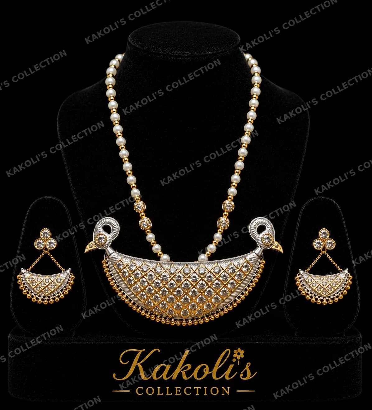 Silver Swan Junbiri on Pearl Chain – Assamese jewellery by Kakoli's Collection