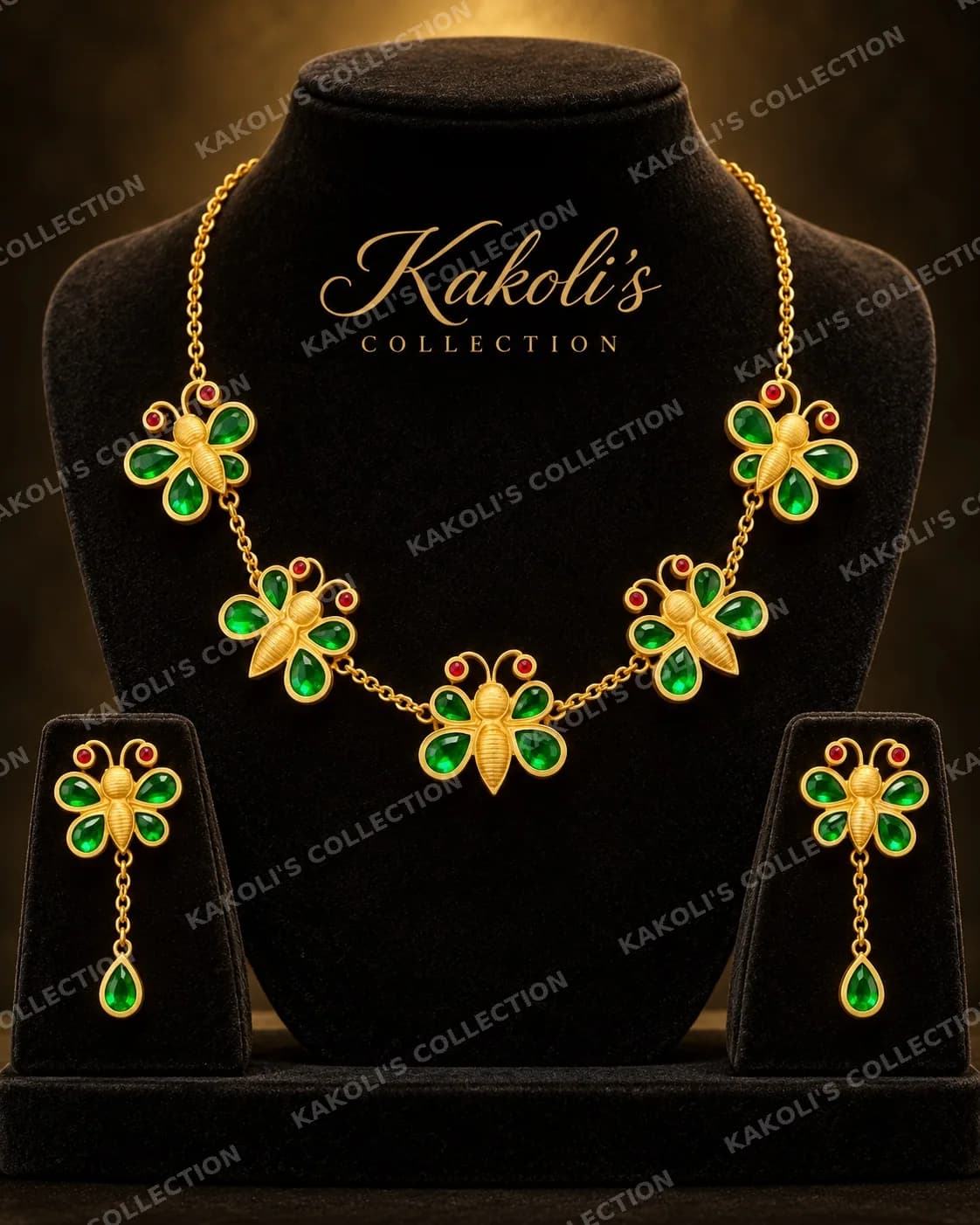Green Butterfly Pokhila Golpata Chain – Assamese jewellery by Kakoli's Collection
