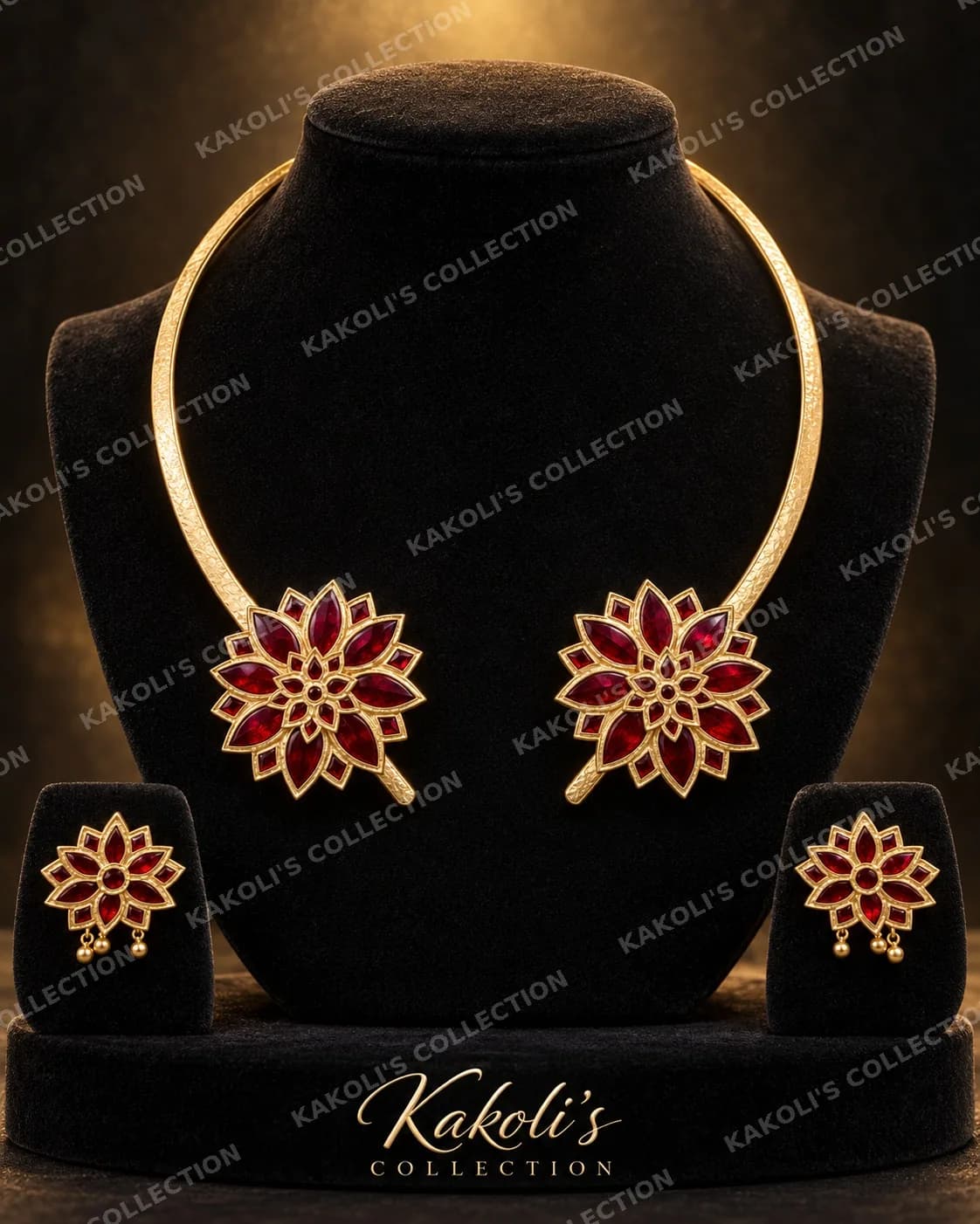 Red Star Flower Hasuli Set – Assamese jewellery by Kakoli's Collection