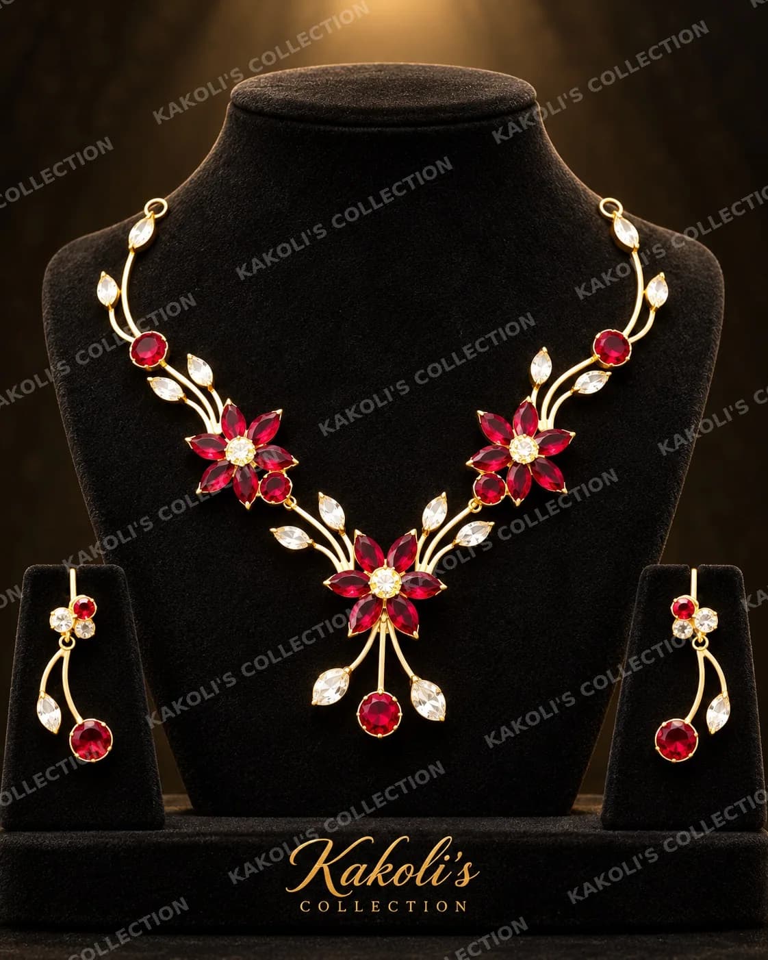 Ruby Flower Vine Golpata – Assamese jewellery by Kakoli's Collection