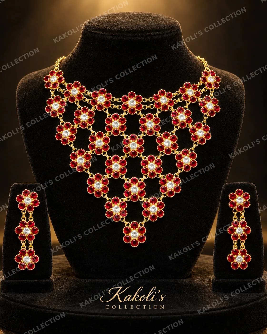 Ruby Flower Mesh Bridal Golpata – Assamese jewellery by Kakoli's Collection