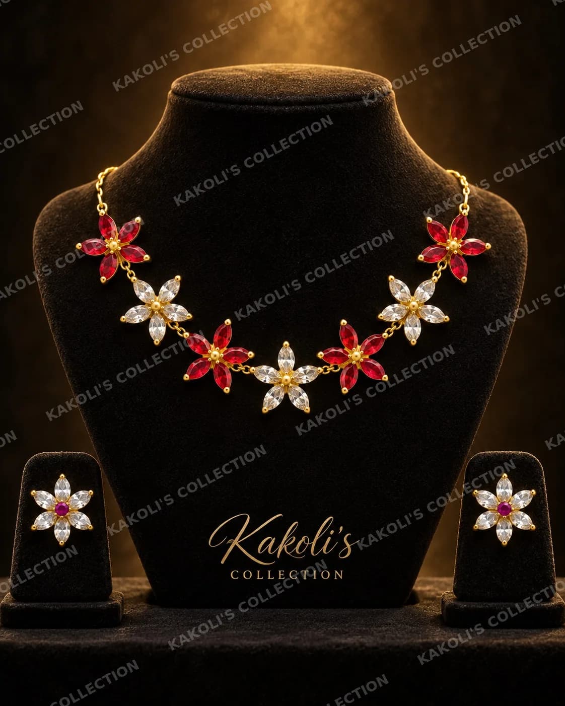 Red & White Star Flower Golpata – Assamese jewellery by Kakoli's Collection